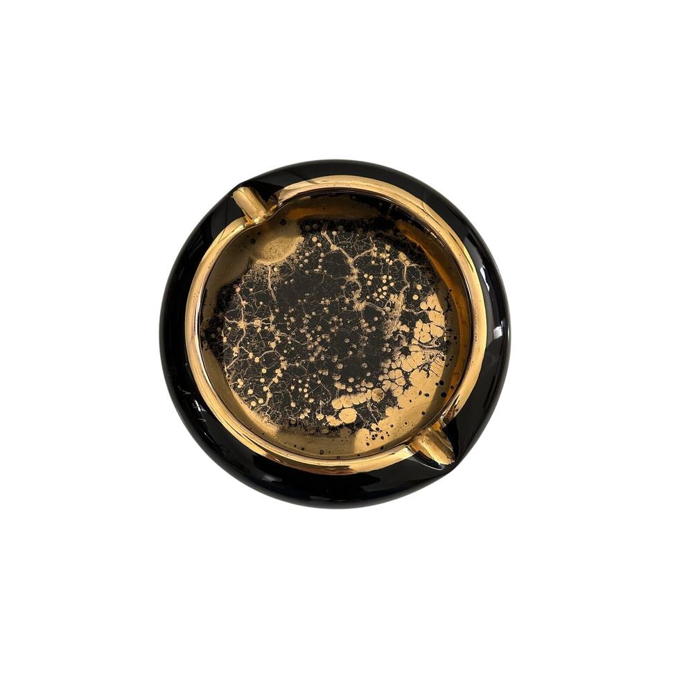 Vintage Retro Ashtray Black and Gold - Picture 2 of 11